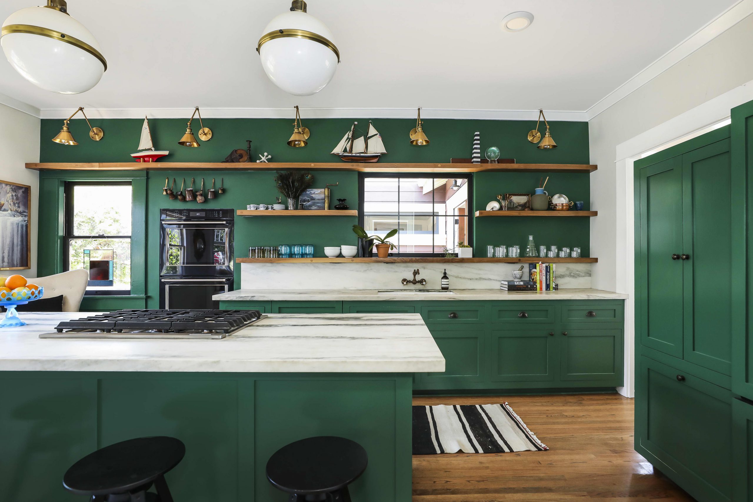 kitchen design with green cabinets
