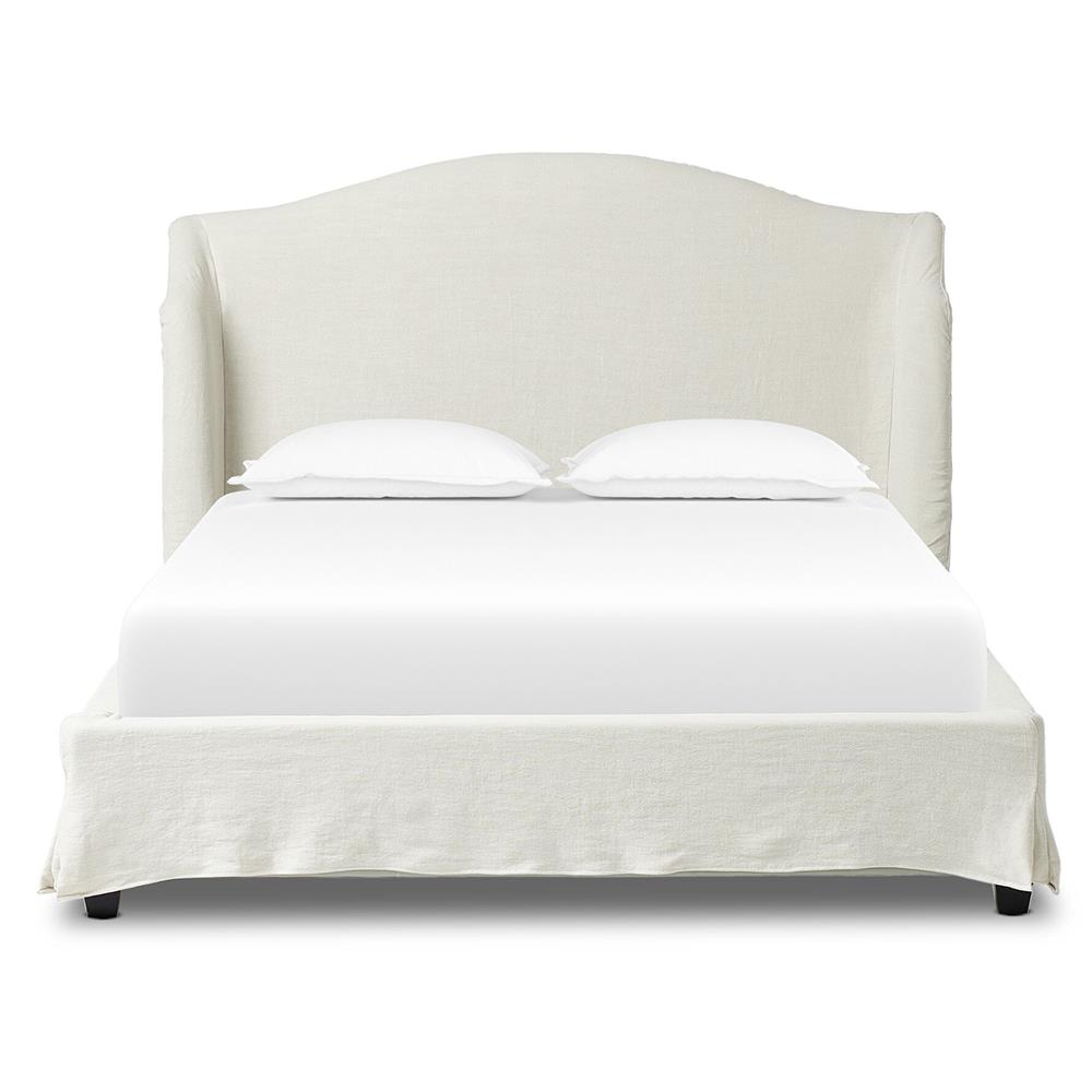 slipcovered wing back bed