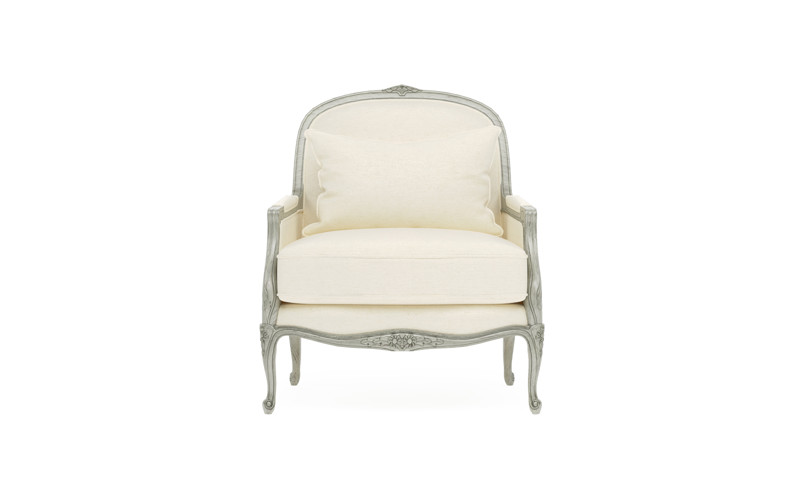 Antoinette Heathered Ivory Crypton Provence Sage Bergere Chair