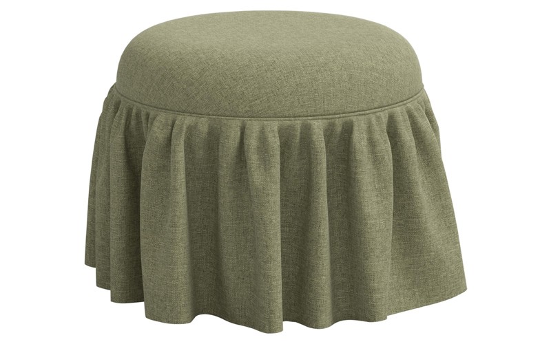 Rochelle Laurel Green Textured Skirted Ottoman