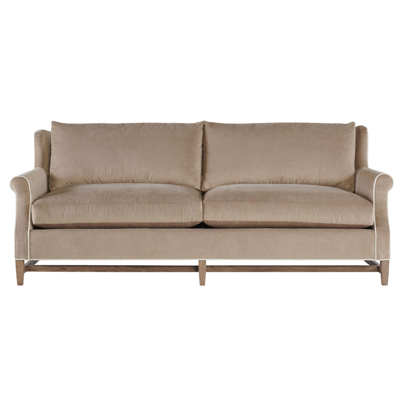 Lowen Updated Traditional Beige Velvet Sofa - 88"