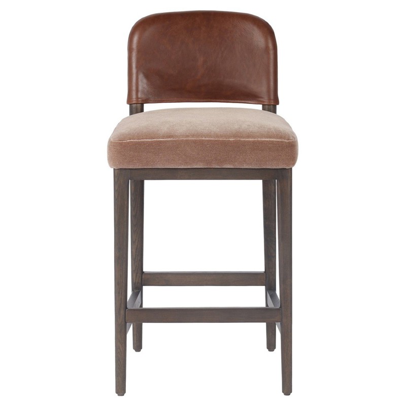 Ryver Modern Classic Brown Velvet Counter Stool
